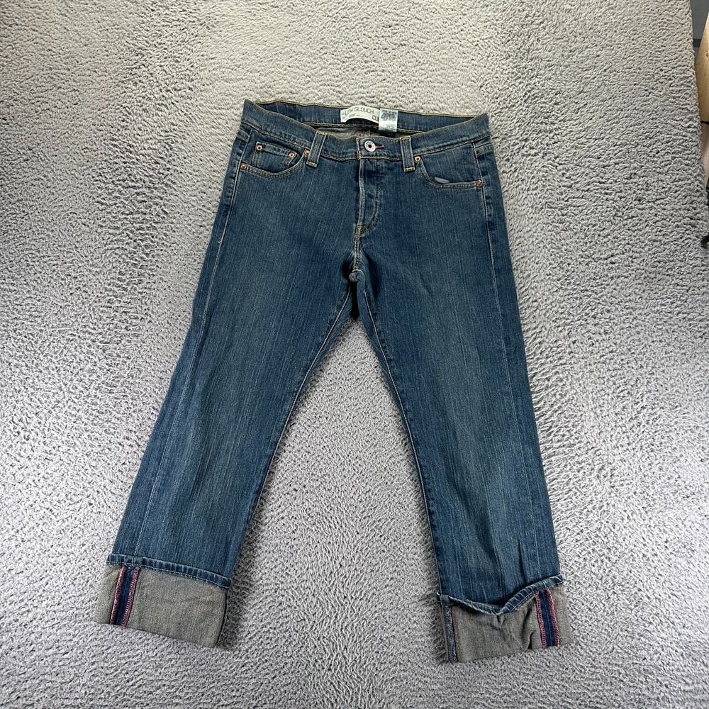 Levis 509 Jeans Womens 13 Blue Cotton Denim Straight Leg Low Slouch Cuff Stretch